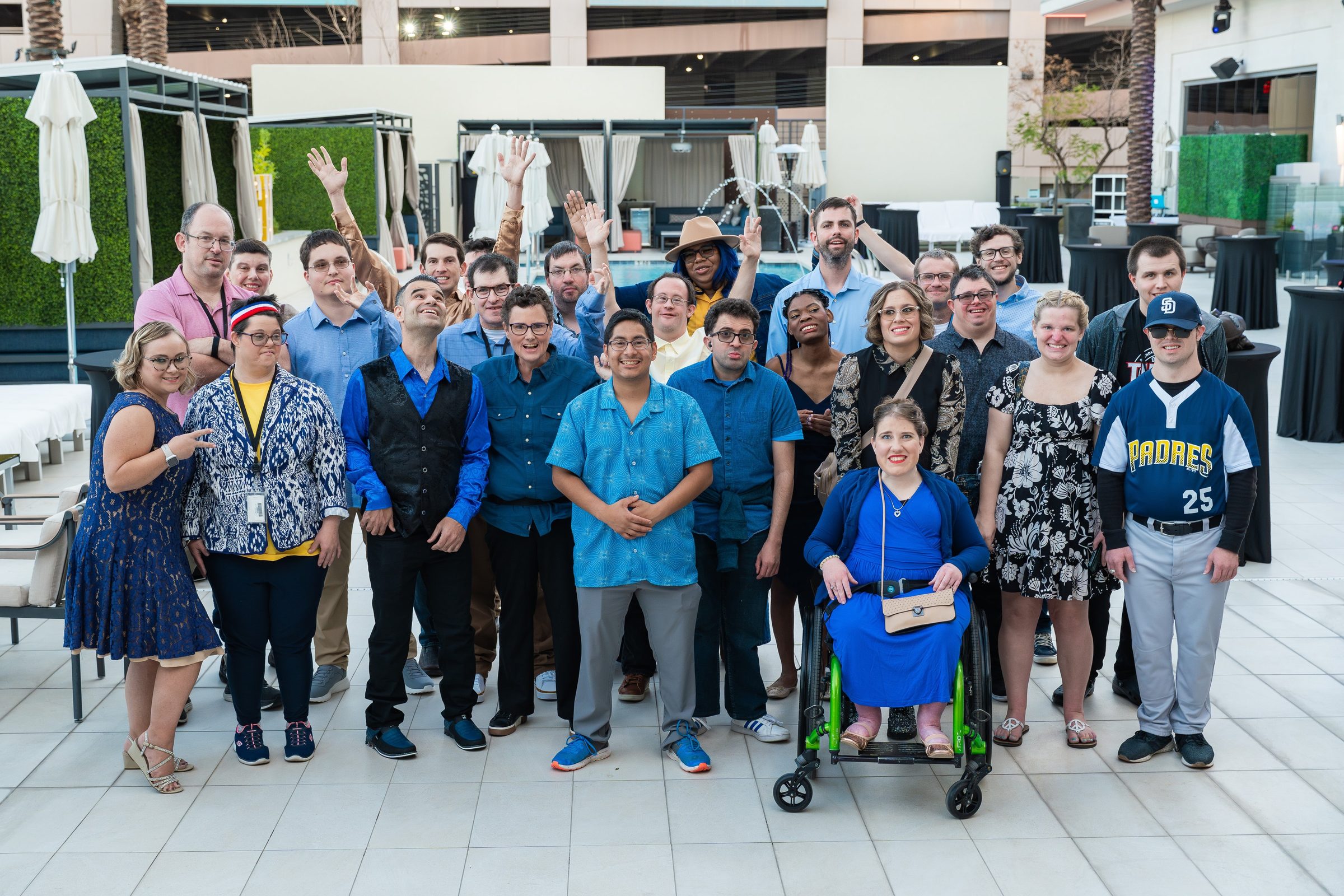 Residents and staff outside on the Treasure House campus