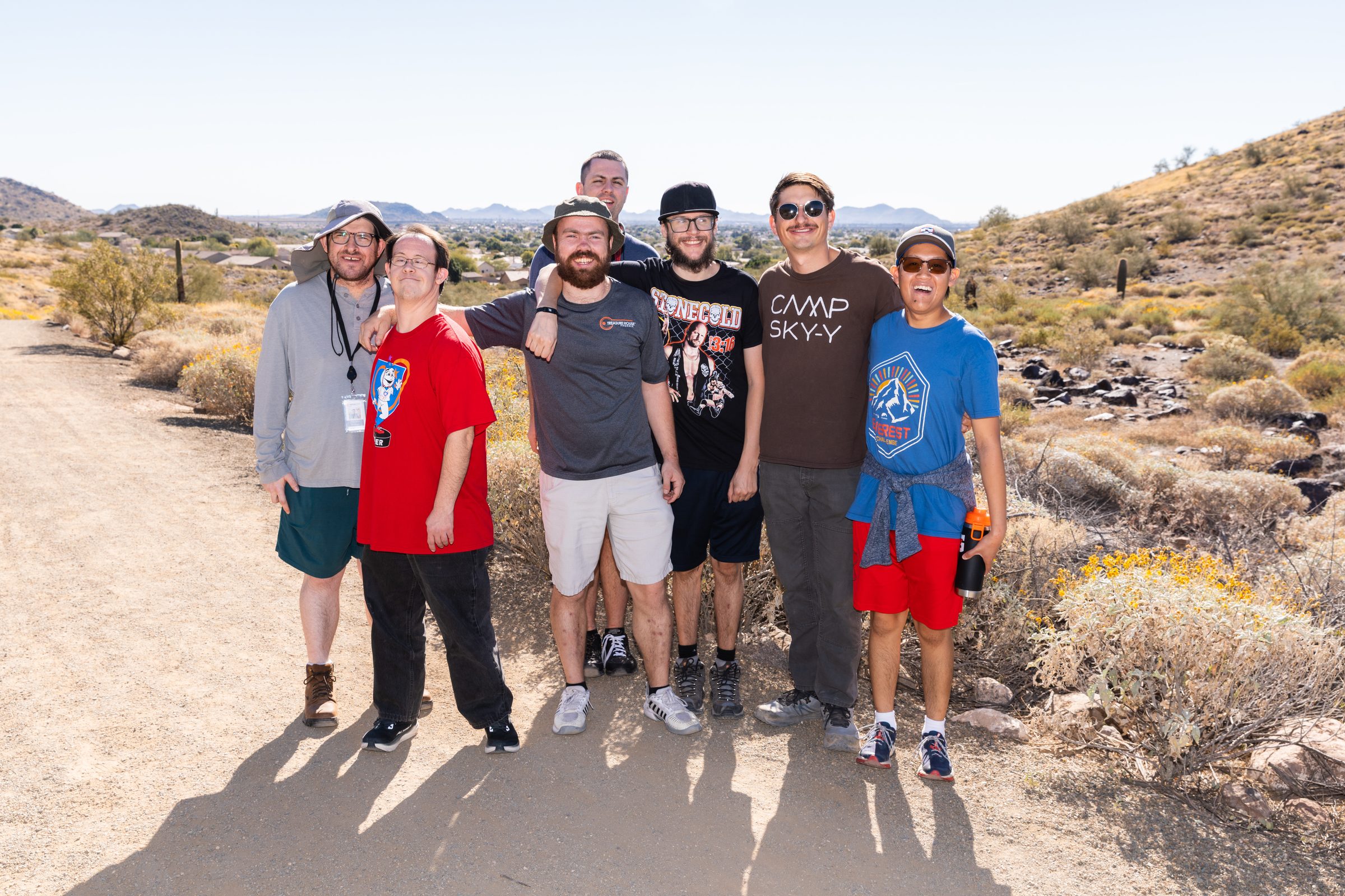 Treasure House residents and staff together on a desert hike
